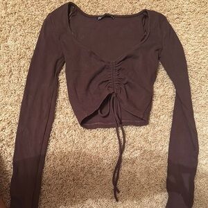 Elegant Brown Long Sleeve Top